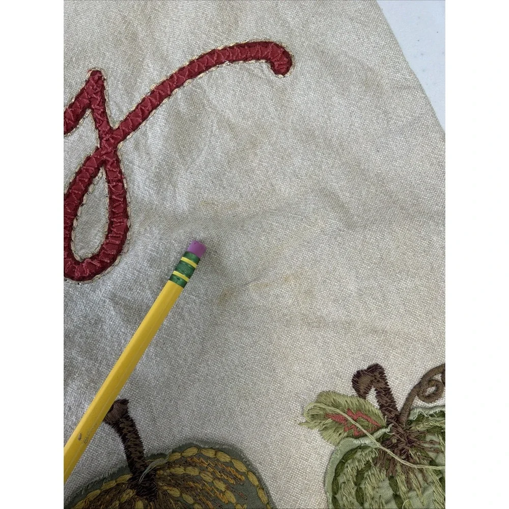 Pottery Barn Embroidered Pumpkin Plaid Family Pillow Cover Lot 2 16x26